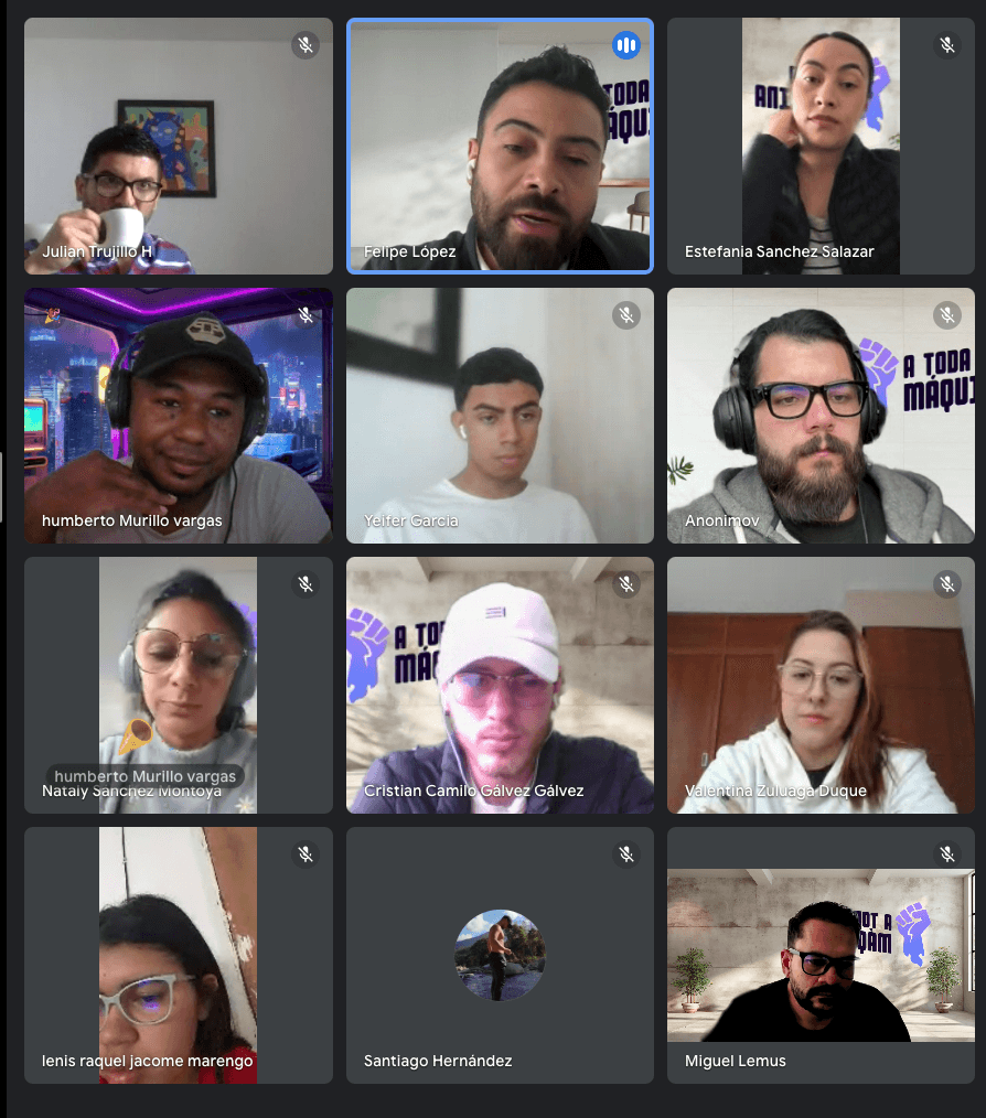 Videollamada con el equipo de marketing remoto de Miguel